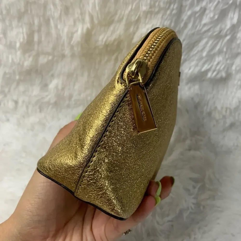 Michael Kors Gold Cosmetic Case / Make up Bag
